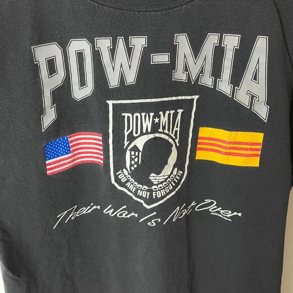 1992 Pow Mia T Shirt Vintage 90s Medium M Adult Black Graphic Tee - Picture 6 of 15